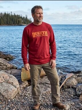 Duluth Trading Burgandy T Shirt Long Sleeve Sz L Longtail